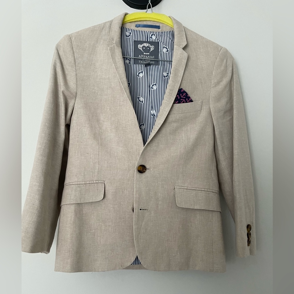 Appaman Boys Beige Mod Linen Suit - Size 8